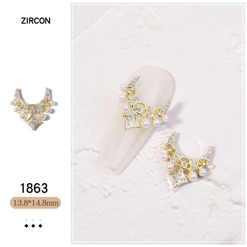 NZJ052 New Luxury Zircon Crystal Rhinestones For Nails Alloy Gold Nail Art Decorations Fashion Jewelry Ornaments