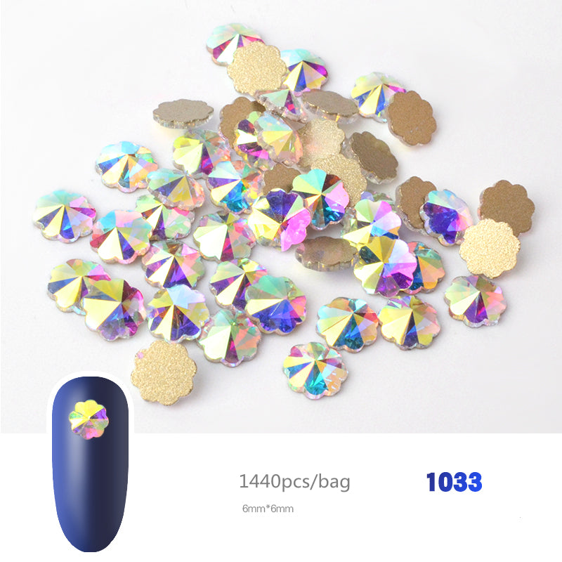 NRS019 Crystal AB 3D Nail Art Rhinestones Gem 1440pcs/bag Flatback Stones DIY Decorations Manicure Diamond Jewelry Different Shapes
