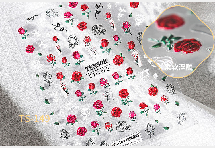 NS5D001 New Summer Nail Leave 5D Nail Sticker Adhesive Decal Summer Drinking Fruit Slider Laser Nail Art Decoration Manicure Wrap 3D