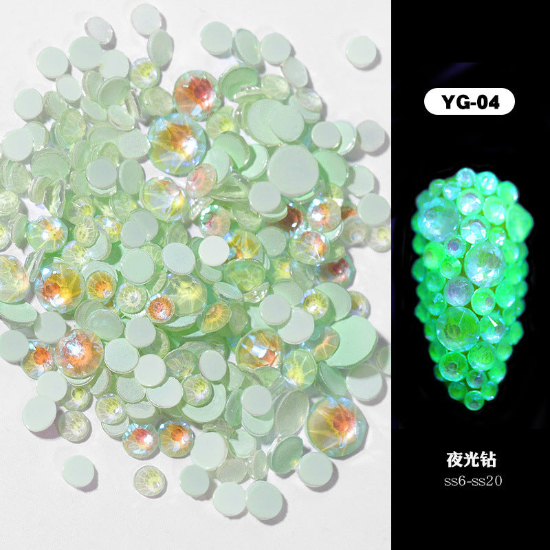 NRS004 ForLife Flatback Luminous Nail Rhinestones Mixed Sizes Crystal Shiny Glass Nail Rhinestones Garment Manicure Accessories
