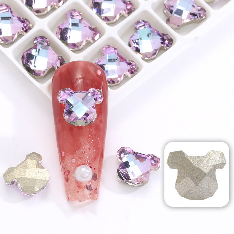 Nail Art Zircon Smart Bear Beating Preserving 3D Nail Jewelry Bear Christmas series 3D fancy shaped crystal stone pointback