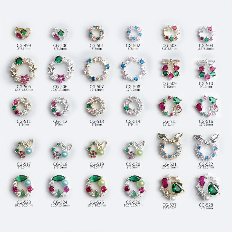 NZJ041 BowKnot Garland Zircon Nail Art Crystals Jewelry Rhinestone Nails Accessories Supplies Decorations Charms