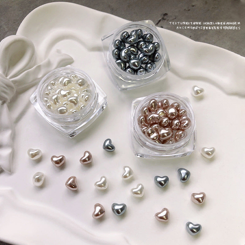 NRS033 Nail Art Love Pearl Jewelry 2022 New 3D Heart Nail Decoration 20pcs/bag