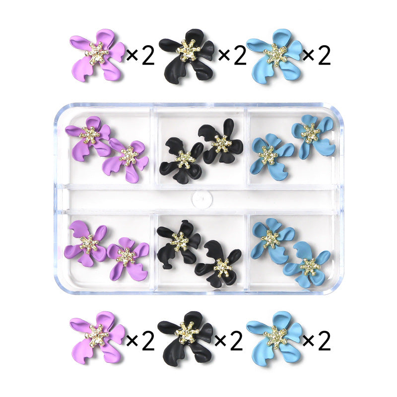 NZJ020 Nail Art Camellia Cherry Planet Six-Grid Alloy Jewelry Wholesale