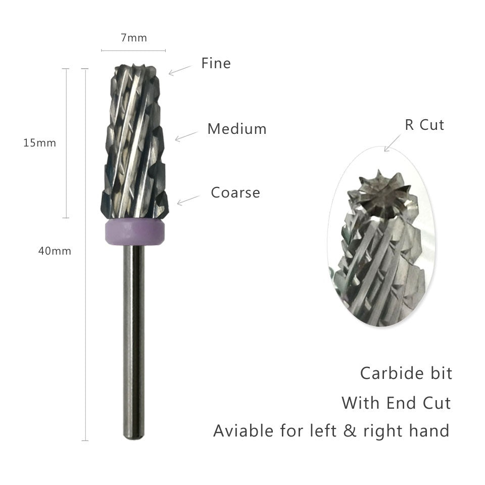 NDB040 Nail art Tapered Carbide Nail Drill Bits Milling Cutter For Manicure Remove Acylics & Gel Nails Accessories Tools