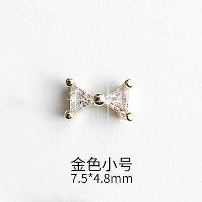 NZJ045 Luxury Rhinestones Gems Butterfly Bow Tie Silver Zircon Metal Alloy 3D Nail Charms