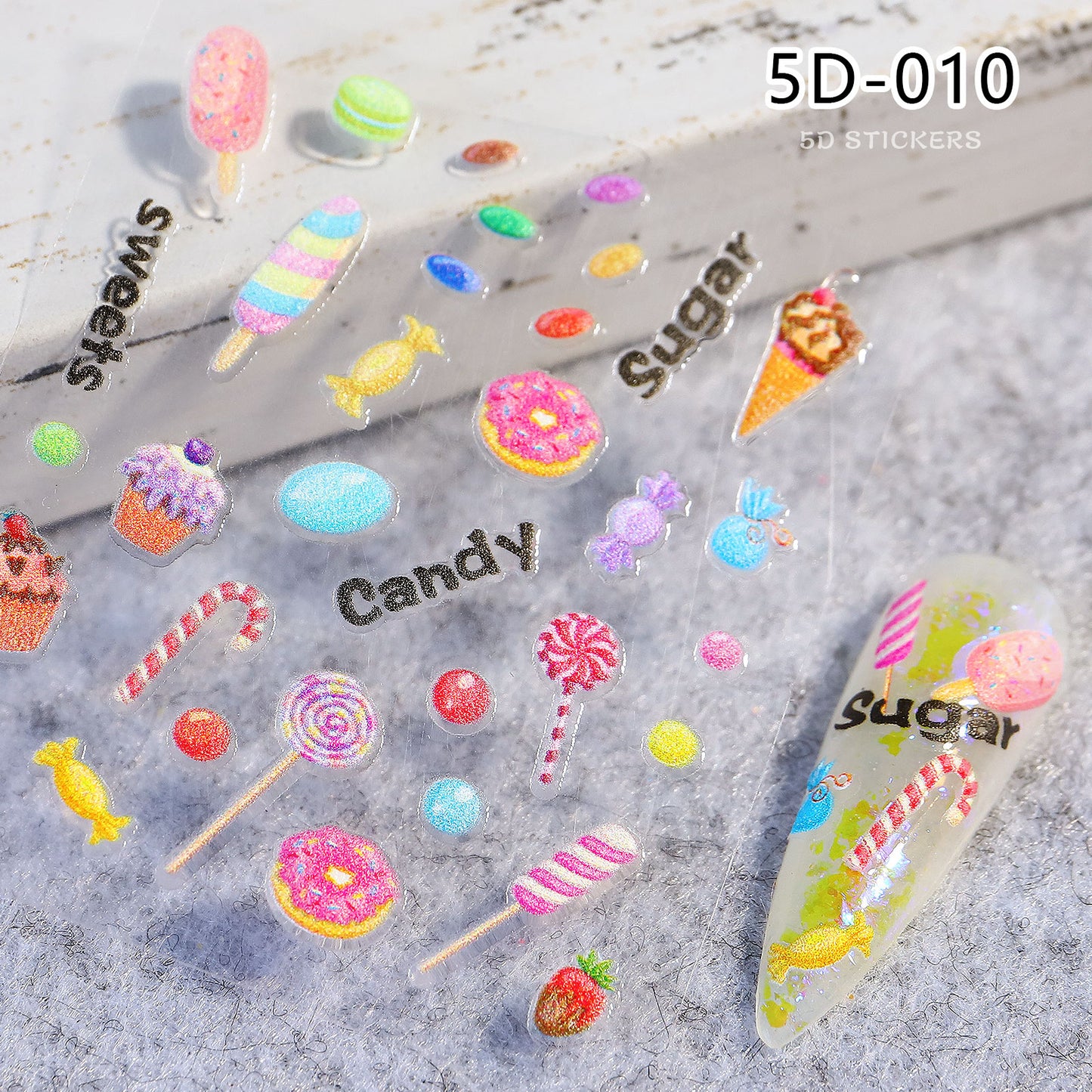 NS5D004  Nail Sticker 5D Embossed Flower Cartoon Donut Butterfly Love Series Nail Sticker 3D