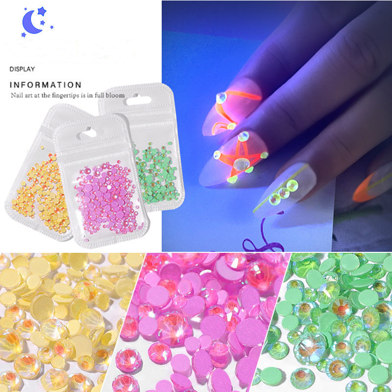 NRS004 ForLife Flatback Luminous Nail Rhinestones Mixed Sizes Crystal Shiny Glass Nail Rhinestones Garment Manicure Accessories