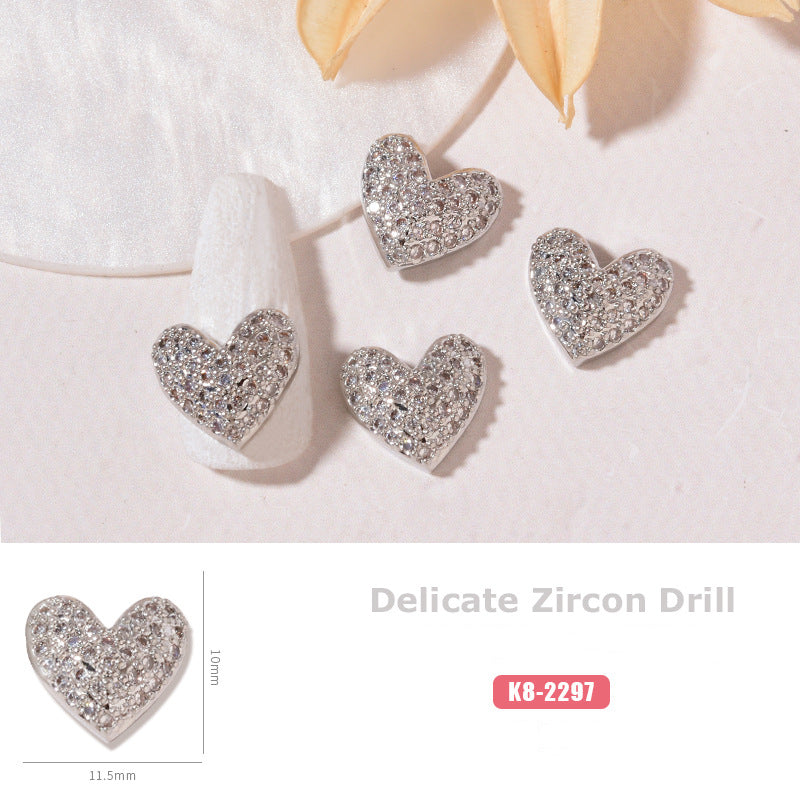 NZJ059 New cat eye butterfly 3D love bear jewelry bow luxury alloy zircon nail decoration