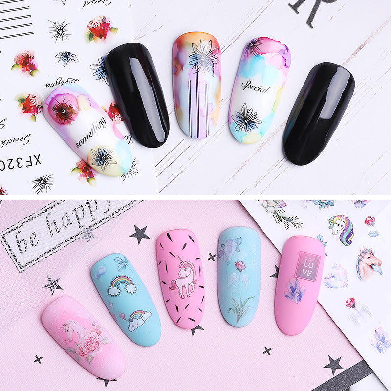 NS5D026  ForLife 3D Nail Sticker Summer Flower Flamingo Design Stickers for Nails Adhesive DIY Manicure Slider Nail Sliders