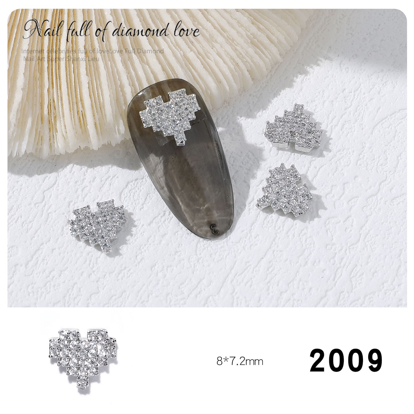 NZJ058 New Nail Art Love Heart Diamond Jewelry Japanese Shiny Heart Shaped Zircon Nail Decoration Diamond Accessories