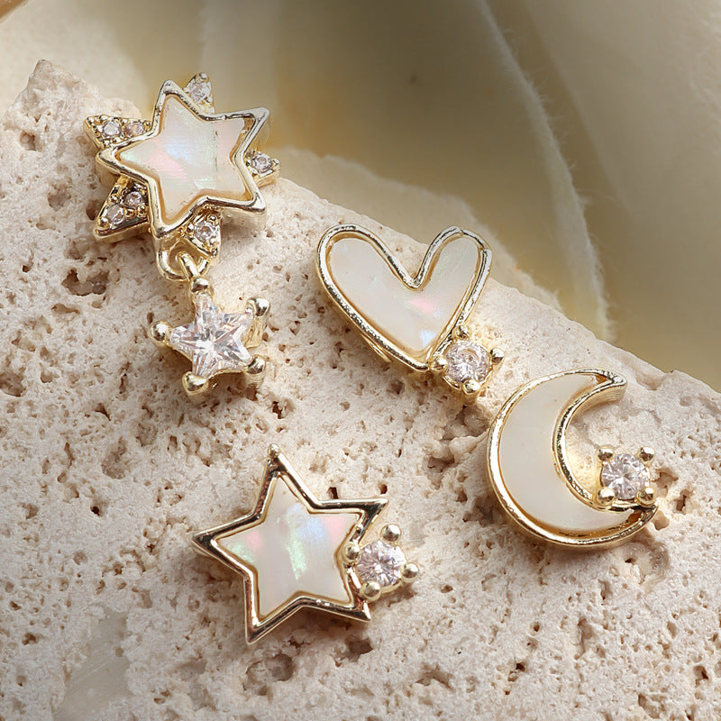 NZJ043 New nail art shell love jewelry metal accessories nail decoration diamond alloy jewelry
