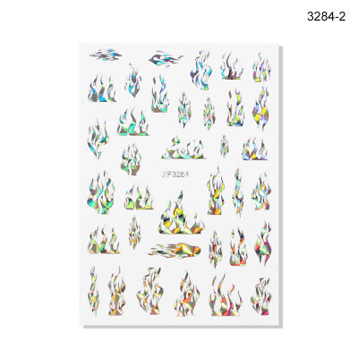 NS5D022  ForLife 3D Manicure Flame Nail Sticker Holographic fireworks decals Reflections Self-Adhesive Foils DIY Nail Art Decoration