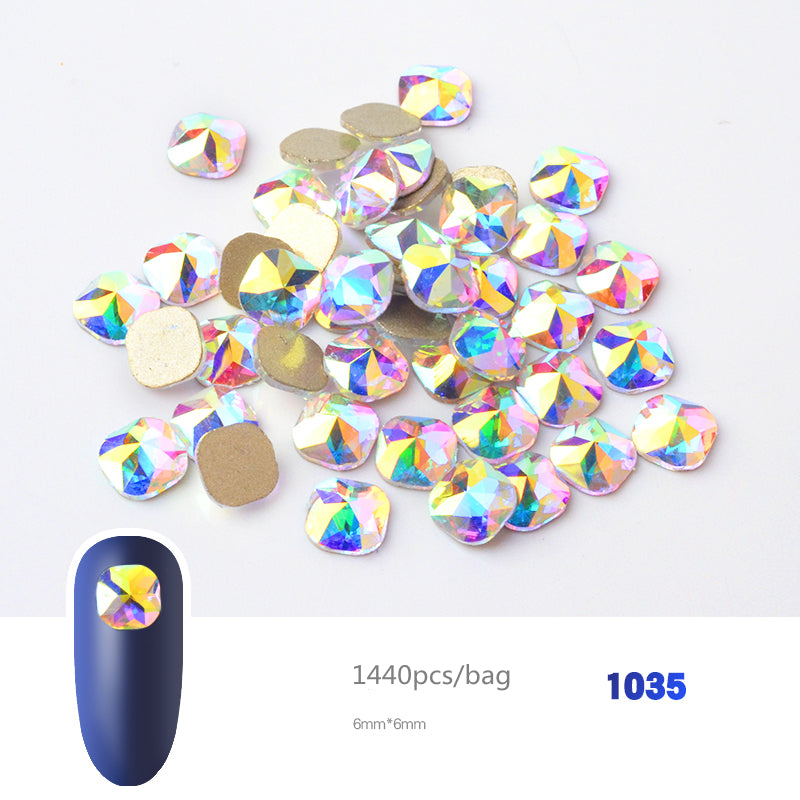 NRS019 Crystal AB 3D Nail Art Rhinestones Gem 1440pcs/bag Flatback Stones DIY Decorations Manicure Diamond Jewelry Different Shapes
