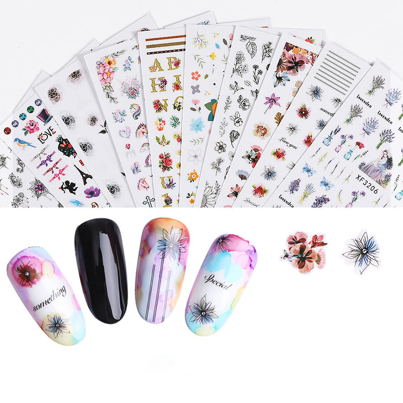 NS5D026  ForLife 3D Nail Sticker Summer Flower Flamingo Design Stickers for Nails Adhesive DIY Manicure Slider Nail Sliders