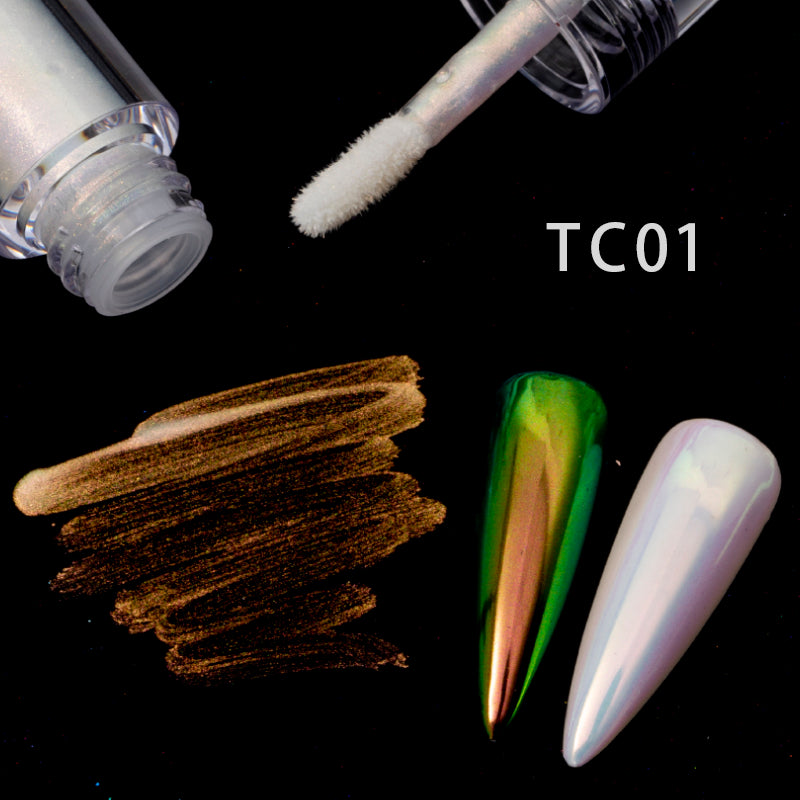 FNP013 Round tube wholesale TD series 6 colors liquid magic mirror powder used for art nail decoration