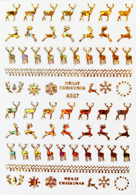 NS5D028  ForLife 3D Nail Art Christmas Slider Wraps Snowflake Elk Santa Adhesive Flame Sticker Red Gold Manicure Nails Designs