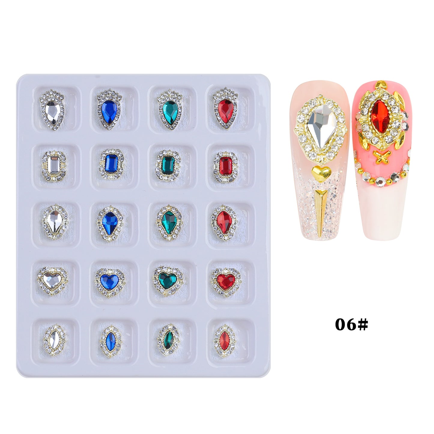 NZJ017 20pcs Blister Packaging Nail Art Rhinestone Alloy Inlaid Love Butterfly Nail Art Jewelry