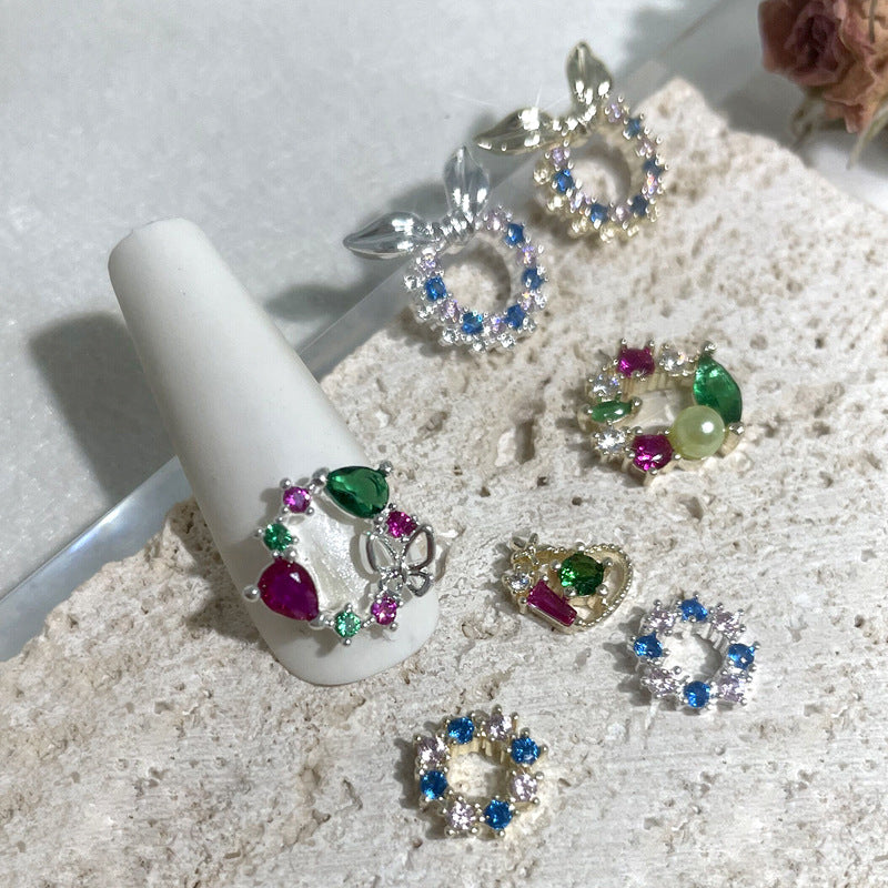 NZJ041 BowKnot Garland Zircon Nail Art Crystals Jewelry Rhinestone Nails Accessories Supplies Decorations Charms