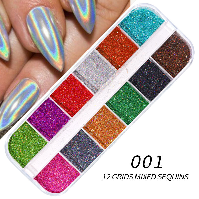 NDE035 ForLife Heart Shape Nail Glitter laser Sequins 3D Nail Art Decorations Flakes Tips 12 Color DIY Manicure sequins