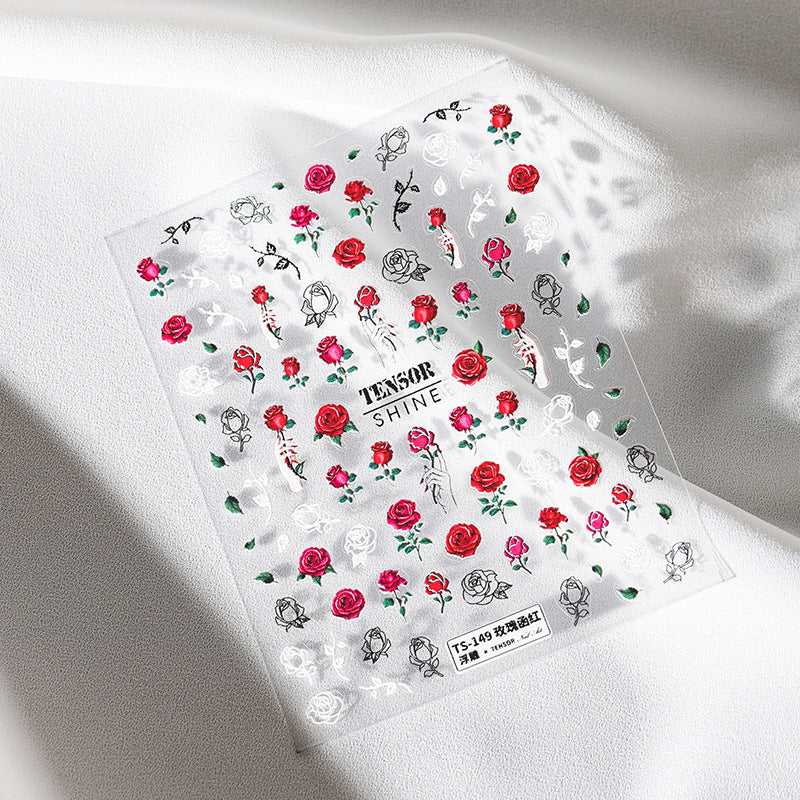 NS5D001 New Summer Nail Leave 5D Nail Sticker Adhesive Decal Summer Drinking Fruit Slider Laser Nail Art Decoration Manicure Wrap 3D