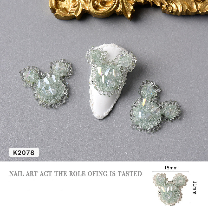 NDE047 ForLife 2021 new nail jewelry Japanese crystal bow handmade rhinestone butterfly Mickey 3D nail decoration
