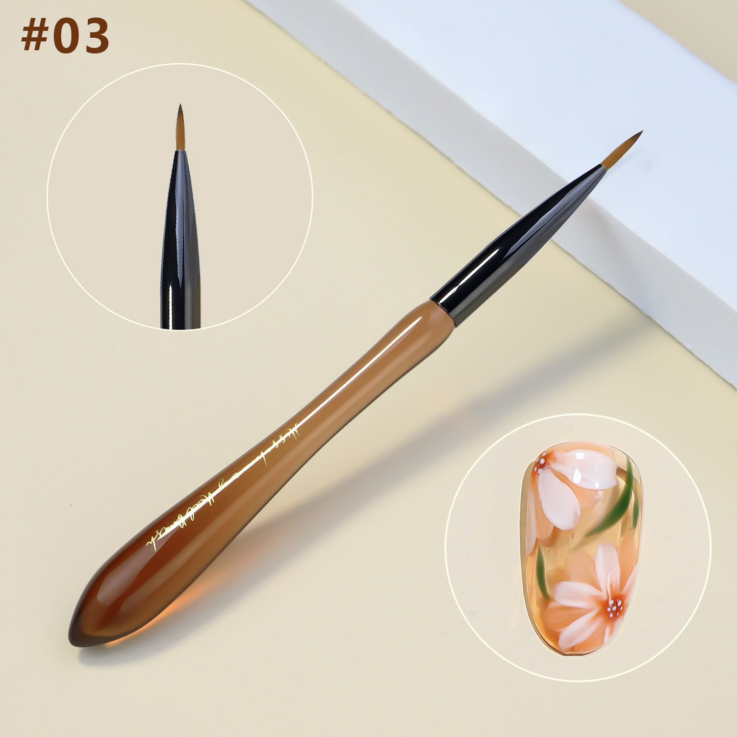 NBR045 Japanese New acrylic translucent coffee color gourd nail brush 8 styles painting smudge carving pen