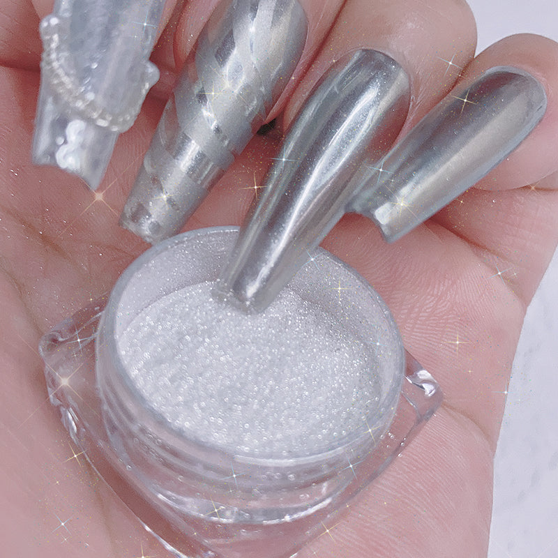 FNP030 Holographic Nail Powder Silver light Laser Mirror Glitter Design Nail Art Pigment Rub Dust Flakes Decorations