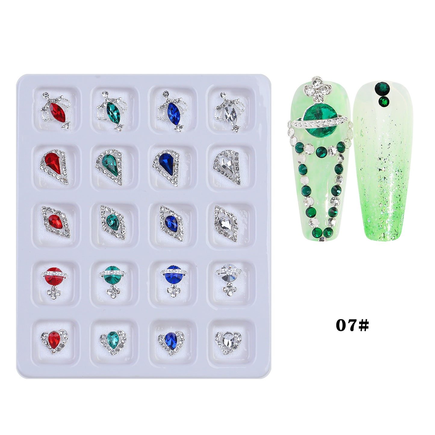 NZJ017 20pcs Blister Packaging Nail Art Rhinestone Alloy Inlaid Love Butterfly Nail Art Jewelry