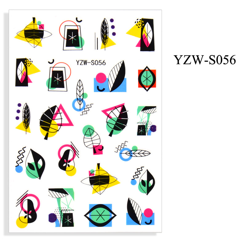 NS5D003 Hot Sale Simple Line Geometric Face Nail Sticker Avocado Fruit Nail Sticker 3d
