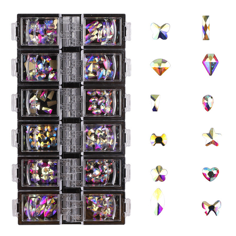 NRS024 ForLife Boxed Flat AB Shaped Diamond Star Love Nail Diamond Butterfly Nail Sticker Rhinestone Nail Art Jewelry