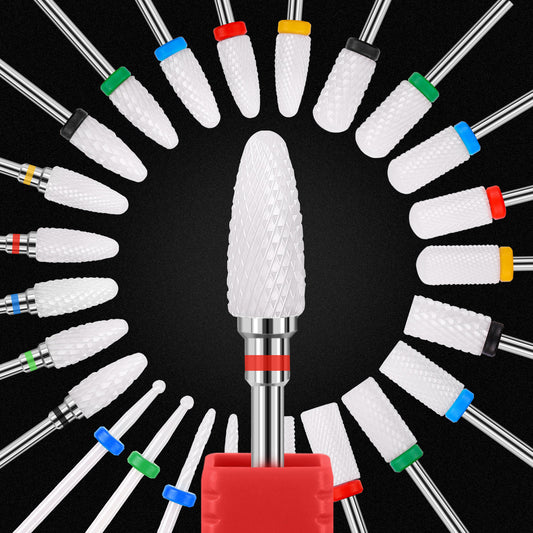 NDB045  White Ceramic 3/32" Nail Art Drill Bits Milling Manicure Pedicure Cutter File Electric Machine Accessory Tools