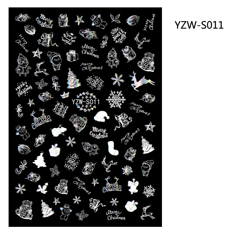 NS5D007  1pcs Christmas Winter Nail Sticker Robin Snow Flower New Year Halloween 3D Decals Nail Art Design Decor Accessories