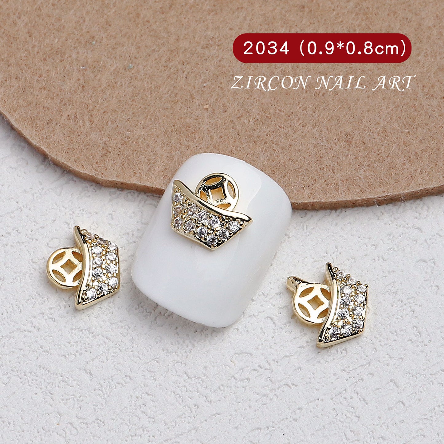 NZJ055 Nail Art Tiger Year Jewelry New Year Rhinestone Super Flash Zircon Rich Fortune Lucky Cat Nail Decoration
