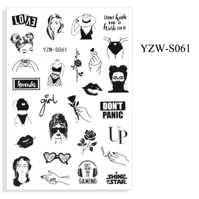 NS5D003 Hot Sale Simple Line Geometric Face Nail Sticker Avocado Fruit Nail Sticker 3d