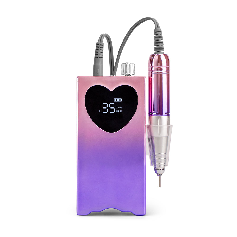 FNDM016 New Heart shape Portable Cordless Rechargeable Desktop Nail Drill Machine with 35000 rpm electric nail drill E file