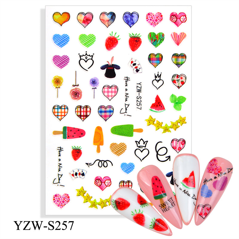 NS5D005  New Valentine's Day Love Flower Red Lip Sticker Nail Decoration