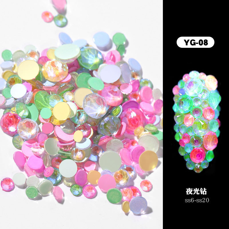 NRS004 ForLife Flatback Luminous Nail Rhinestones Mixed Sizes Crystal Shiny Glass Nail Rhinestones Garment Manicure Accessories