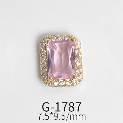 NZJ042 Colorful Zircon Gemstone Octagon Heart Diamond Alloy DIY Nail Art Charms for Nail Manicure Design