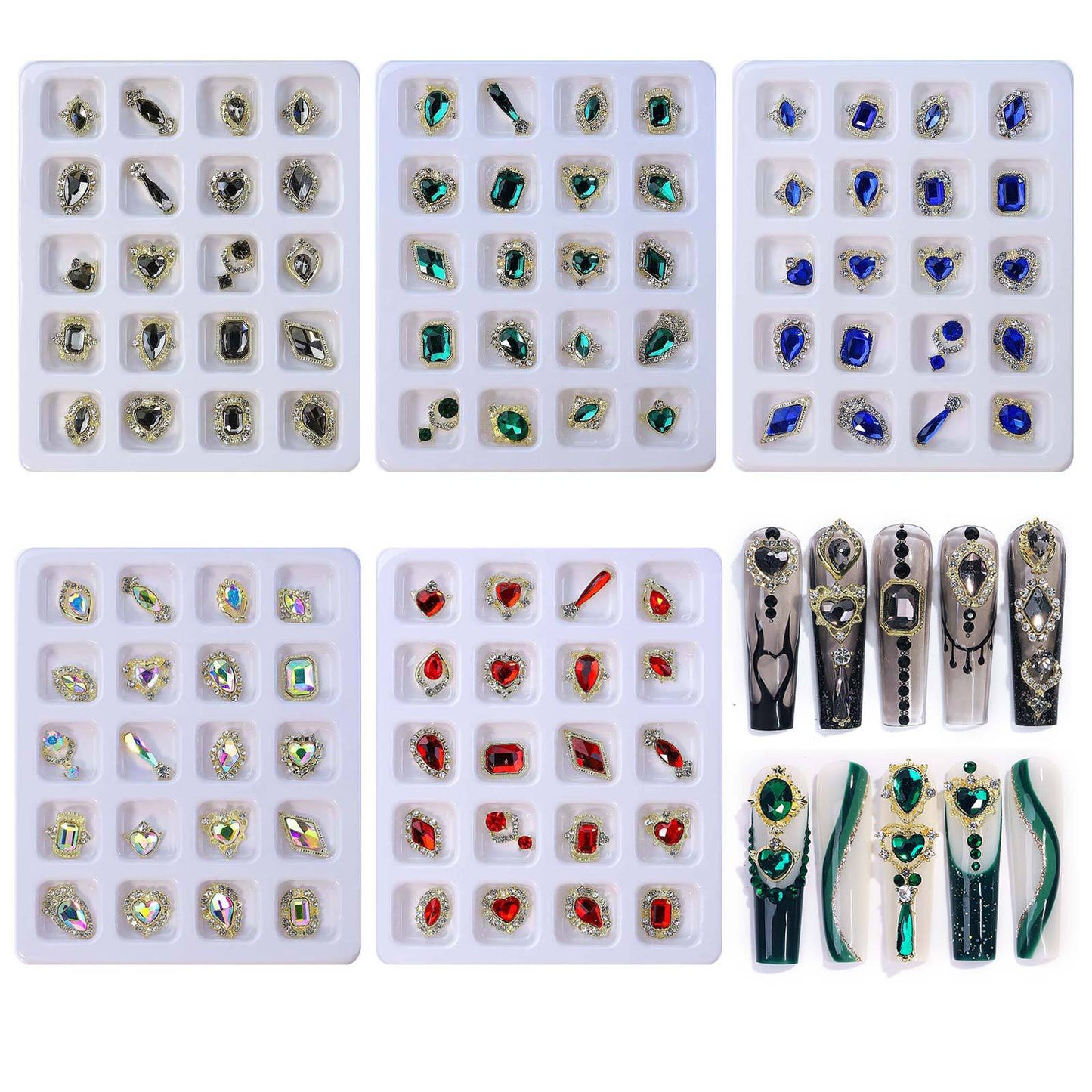 NZJ052 20pcs Alloy Nail Art Charm ornaments Love diamond zircon Super Shimmer Color shaped