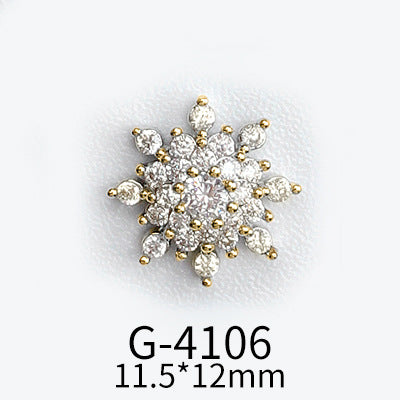 NZJ040 Christmas Nail Art Zircon Charms 3D Snowflake Nail Glitter Sticker Supplies Accessories Shiny Xtmas Nail Rhinestones Jewelry