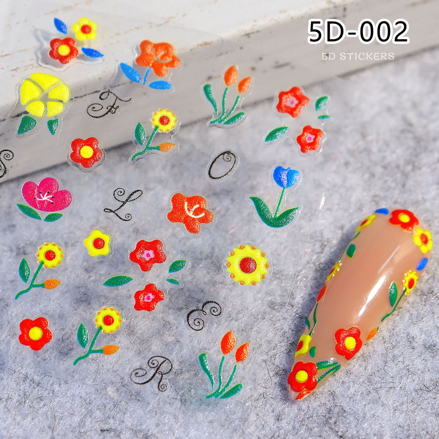 NS5D004  Nail Sticker 5D Embossed Flower Cartoon Donut Butterfly Love Series Nail Sticker 3D