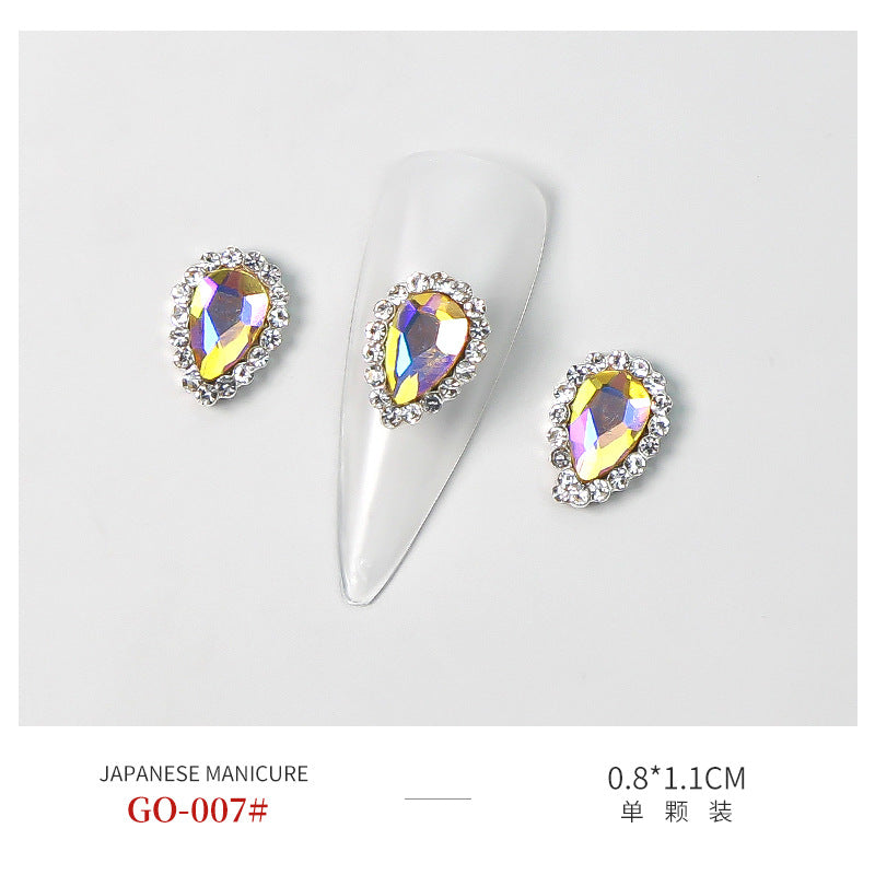 NZJ069 3D Designer Luxury Zircon Crystal Rhinestone Nail Charms Kawaii Gold Metal Alloy Charms for Nail Jewelry