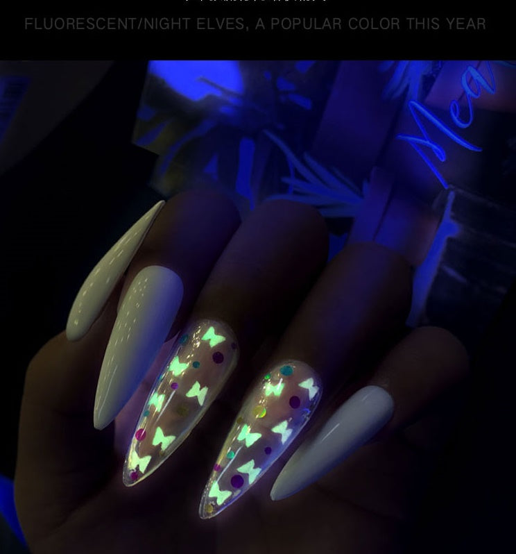 NDE036 ForLife Nail Art 12 grids Luminous Butterfly Sequins Glow in Dark ultra-thin nail sequins DIY manicure decorations