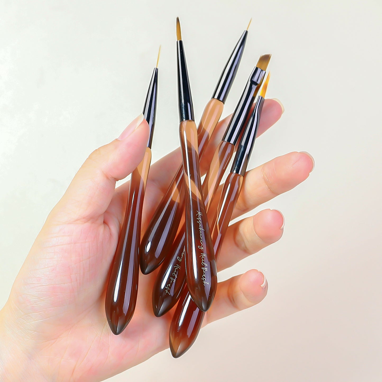 NBR045 Japanese New acrylic translucent coffee color gourd nail brush 8 styles painting smudge carving pen