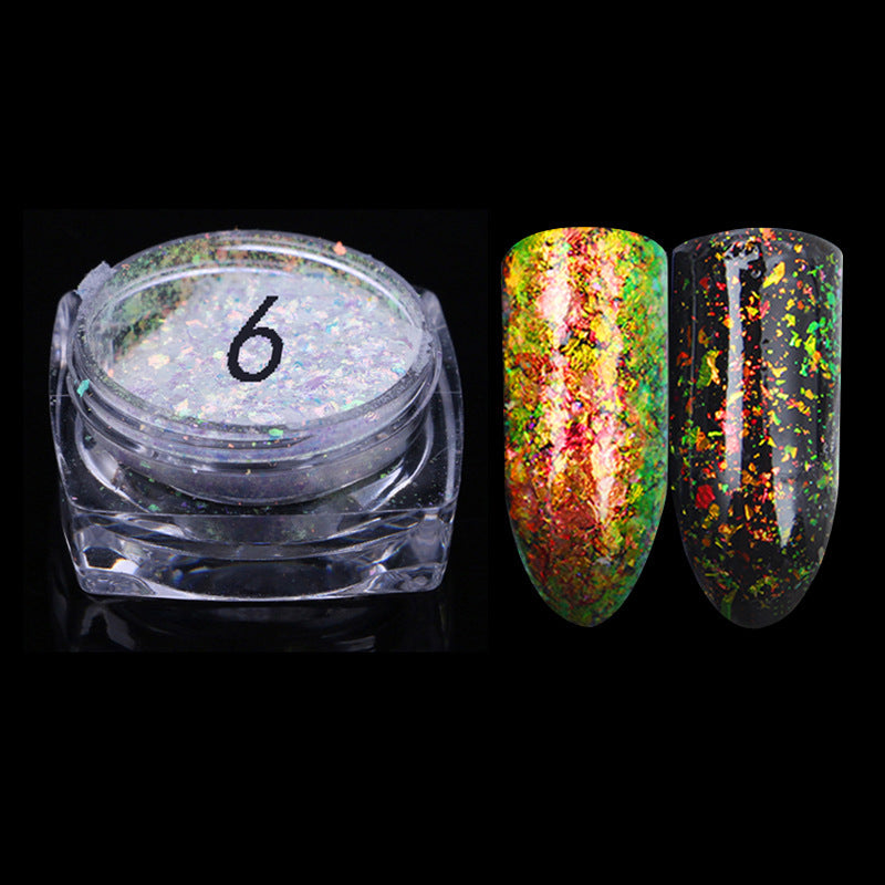 FNP054 12 Colors Magic Mirror Acrylic Powder Nail Art Laser Colorful Transparent Powder Nail Art Decoration