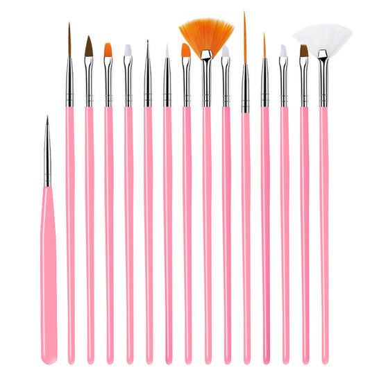 NBR041 ForLife Professional Salon Nail Set 15pcs Painted Carving Pens Nail Brush Tools brush nail art