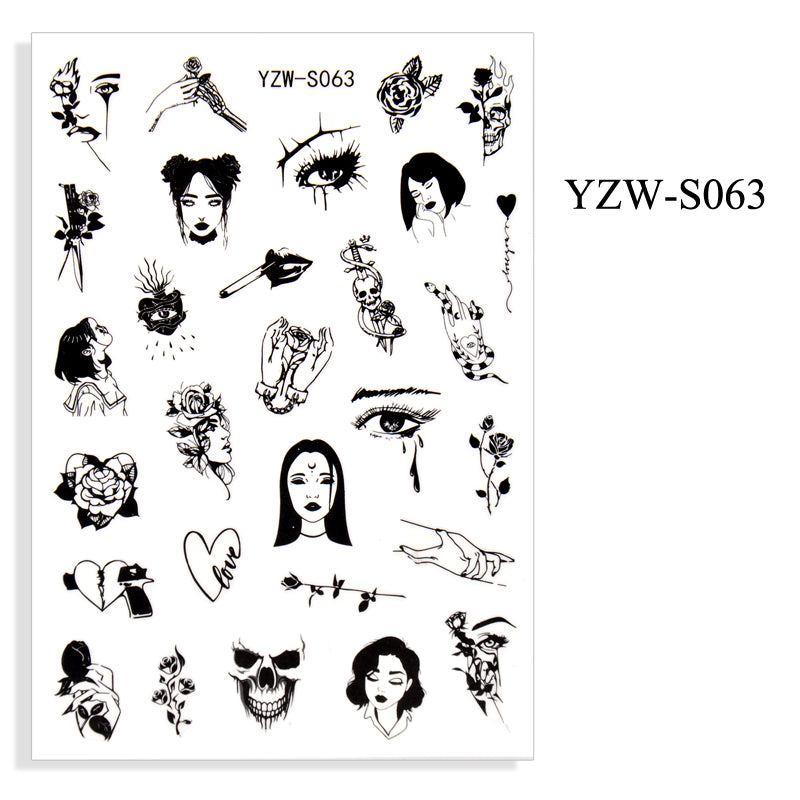 NS5D003 Hot Sale Simple Line Geometric Face Nail Sticker Avocado Fruit Nail Sticker 3d