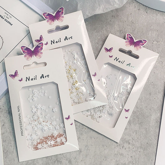 NDE056 ForLife New 100pcs Fashion Japanese style small white flower 3D mini resin white flower nail decoration