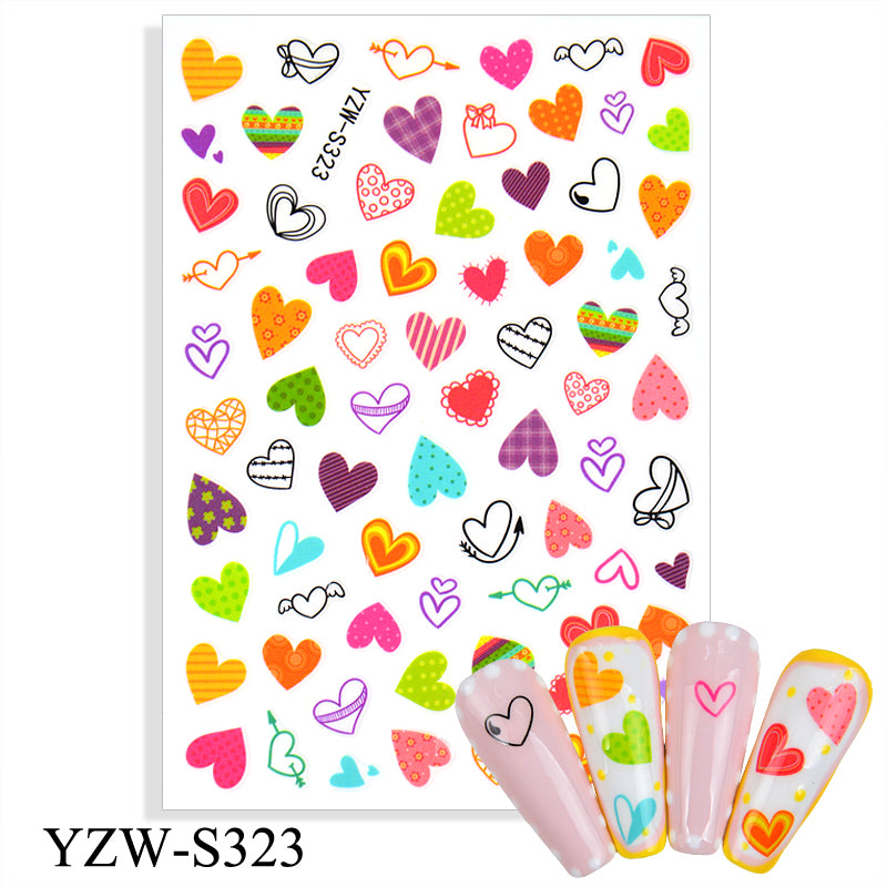 NS5D005  New Valentine's Day Love Flower Red Lip Sticker Nail Decoration